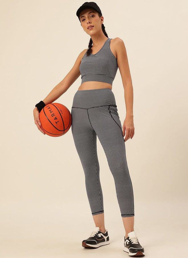 CUKOO Women Checked High Rise Rapid Dry Training Tights - Image 4